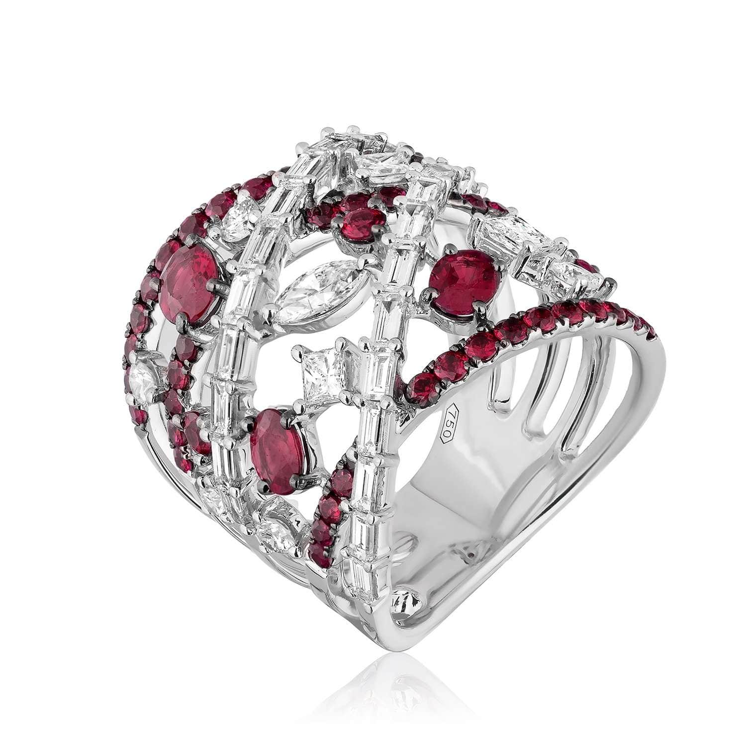 Rings White Gold Diamond & Ruby Ring Wrist Aficionado