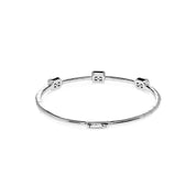 White Gold Emerald Cut Diamond Bangle