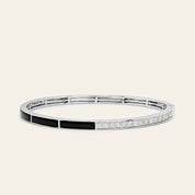 White Gold Onyx & Diamond Bangle