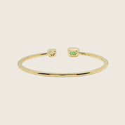 Yellow Diamond and Emerald Flexible Open Bangle