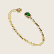 Yellow Diamond and Emerald Flexible Open Bangle