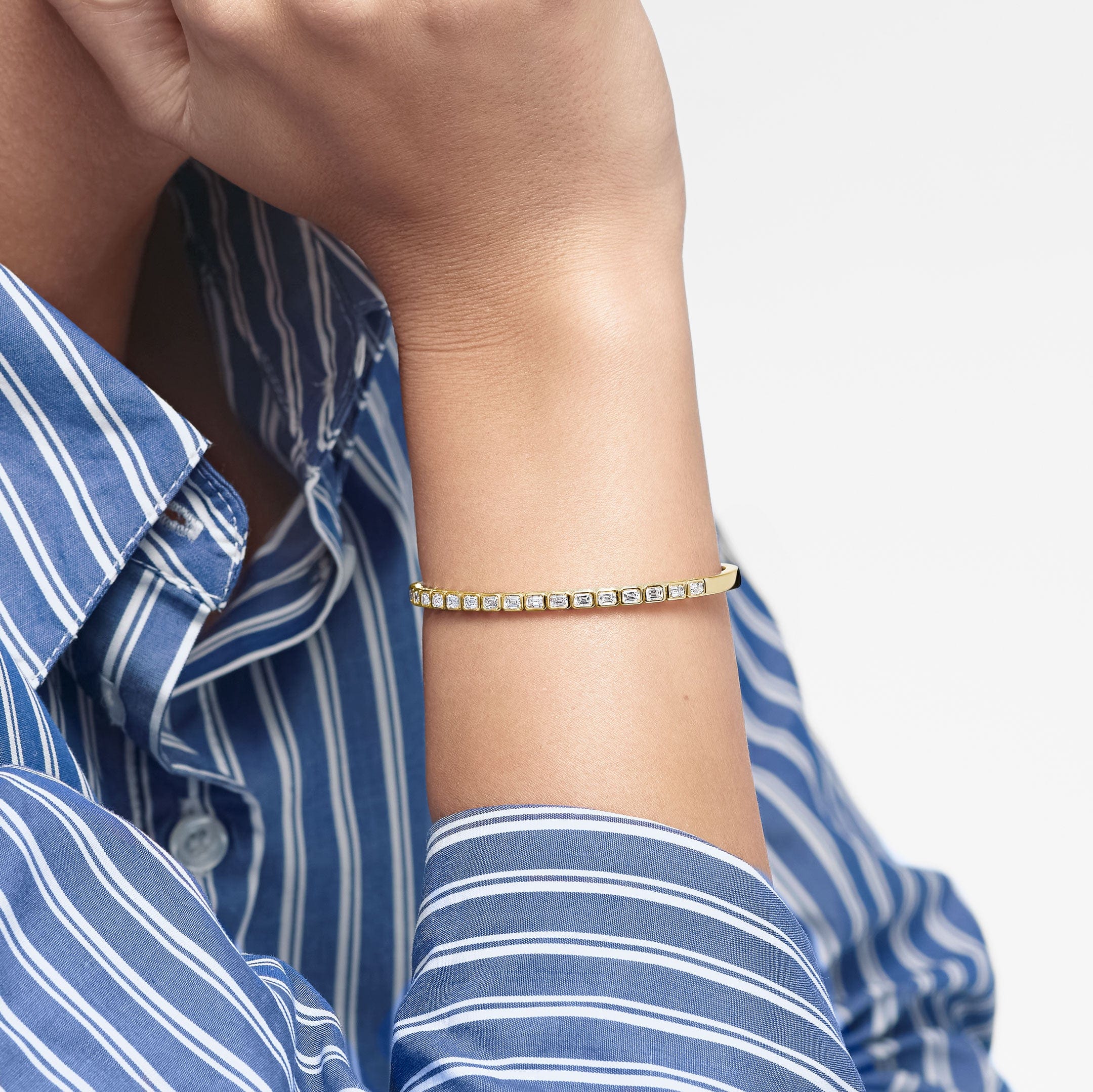 Yellow Gold Bezel-Set Diamond Bangle