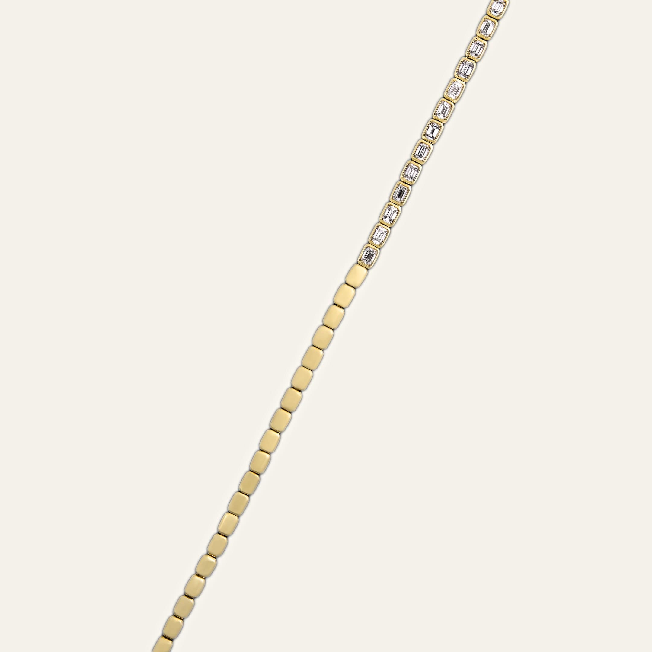 Yellow Gold Bezel Set Diamond Tennis Necklace