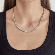 Yellow Gold Bezel Set Diamond Tennis Necklace