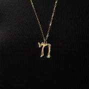 Yellow Gold Chai Pendant With Diamonds