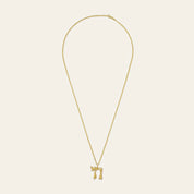 Yellow Gold Chai Pendant With Diamonds