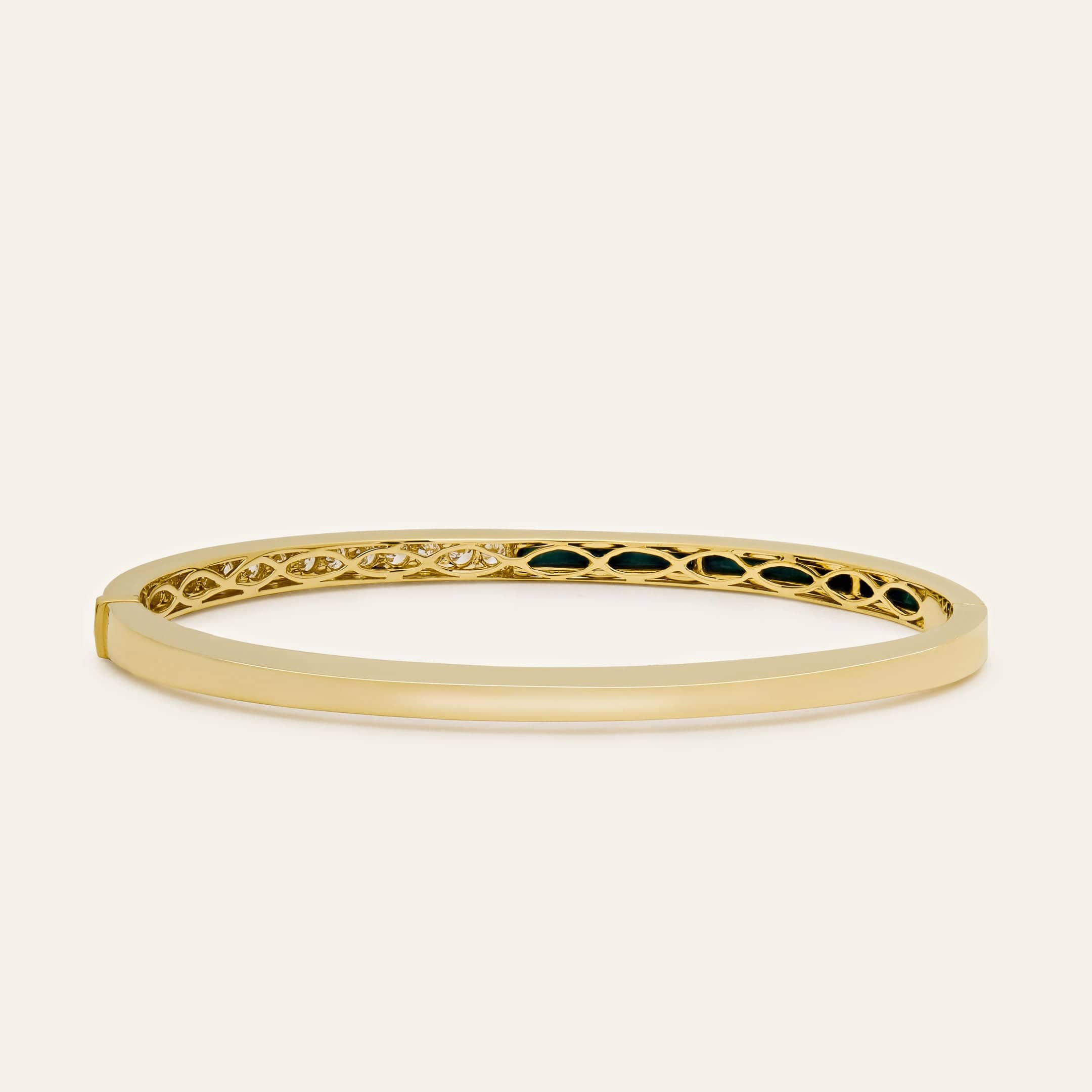 Yellow Gold Malachite & Diamond Bangle