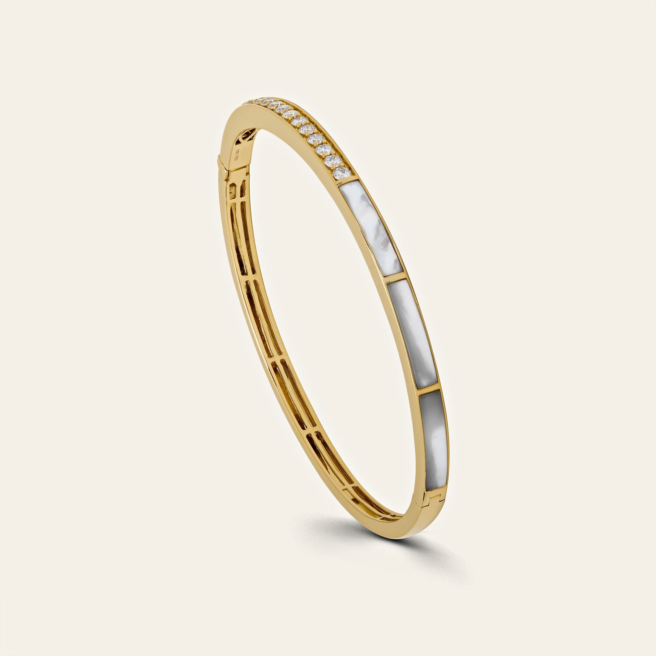 Yellow Gold Mother-of-Pearl & Diamond Bangle