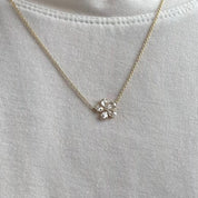 Yellow Gold Rose-Cut Diamond Flower Necklace